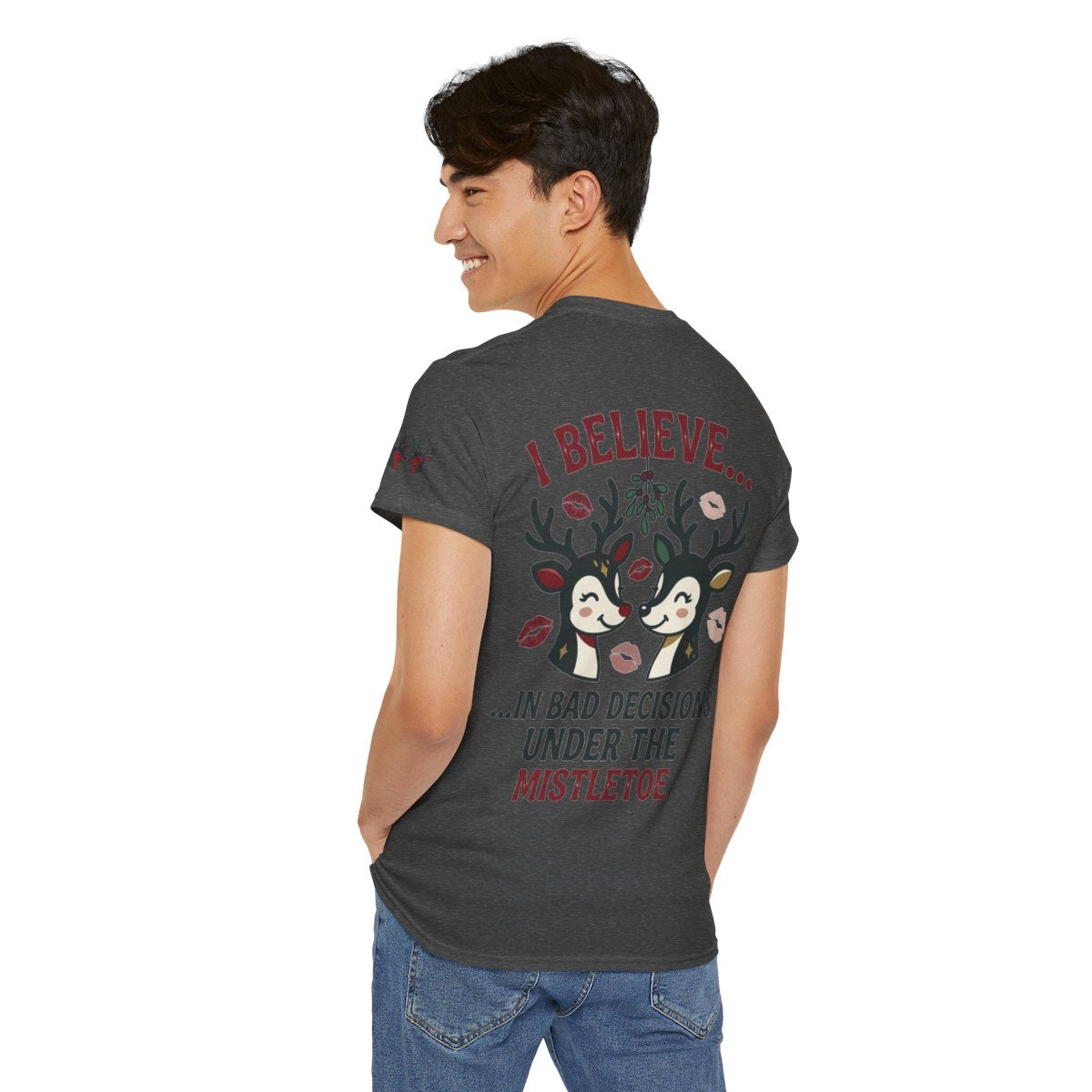 Color: Dark Heather | Bad Decisions Under the Mistletoe Premium Graphic Tee