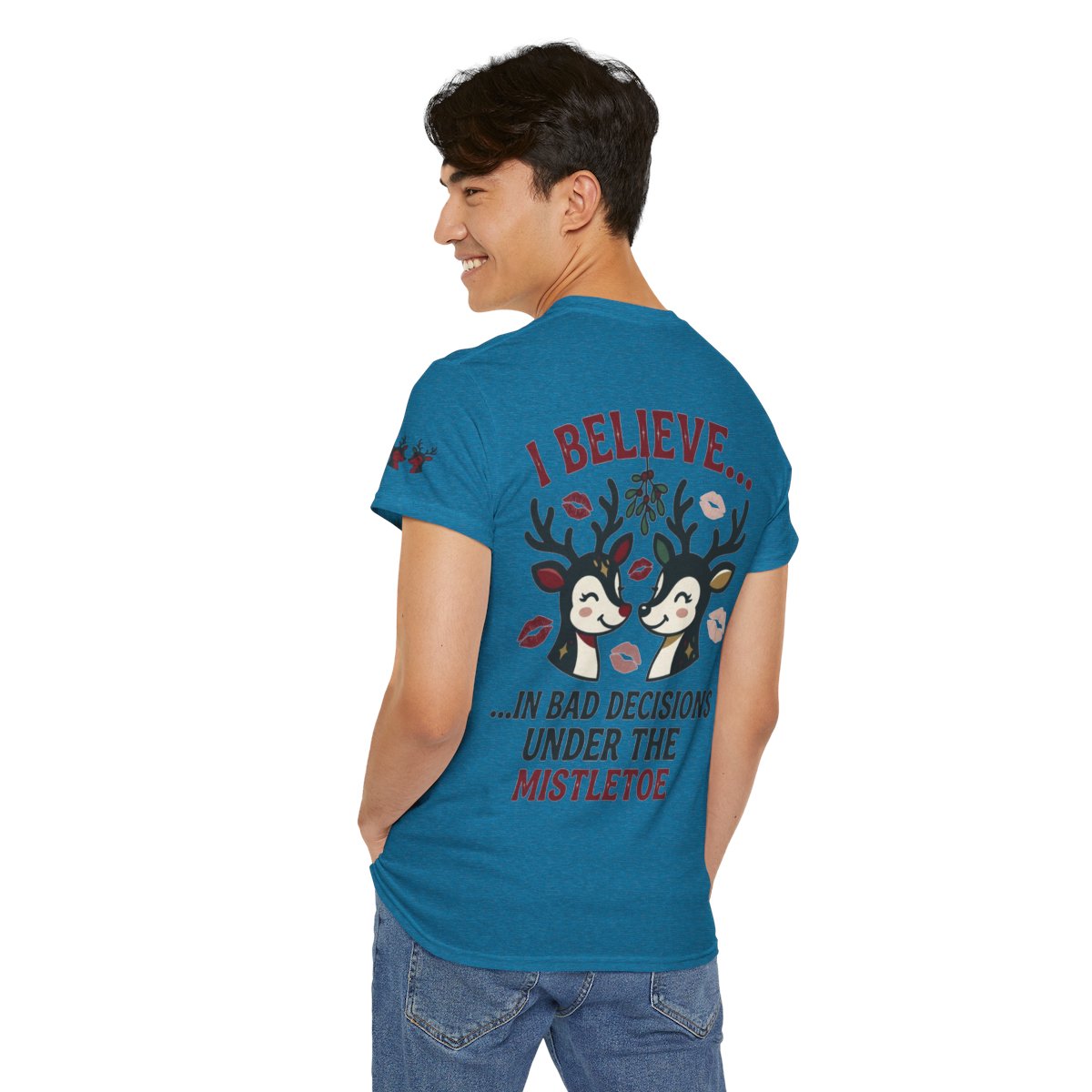Color: Antique Sapphire | Bad Decisions Under the Mistletoe Premium Graphic Tee