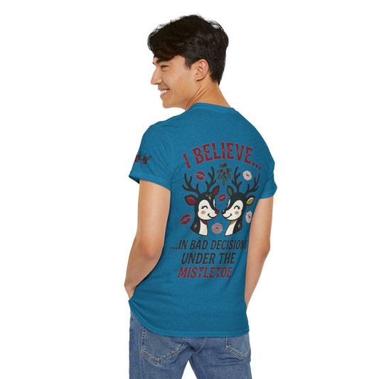 Color: Antique Sapphire | Bad Decisions Under the Mistletoe Premium Graphic Tee