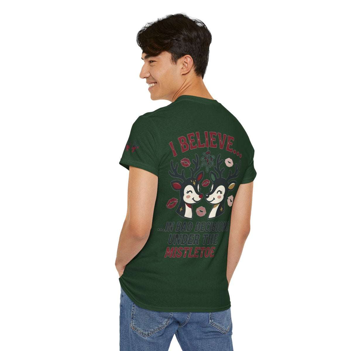 Color: Forest Green | Bad Decisions Under the Mistletoe Premium Graphic Tee