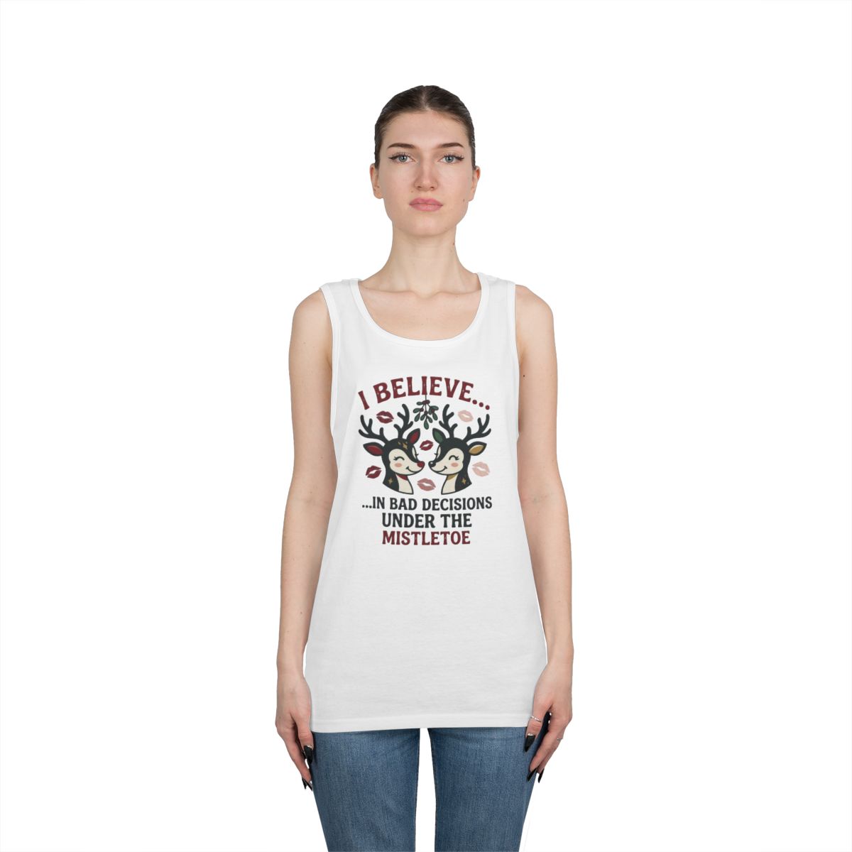 Color: White | Bad Decisions Under the Mistletoe Tank Top