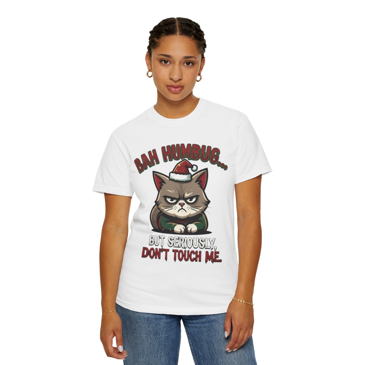 Color: White | Bah Humbug Unisex Garment-Dyed Tee