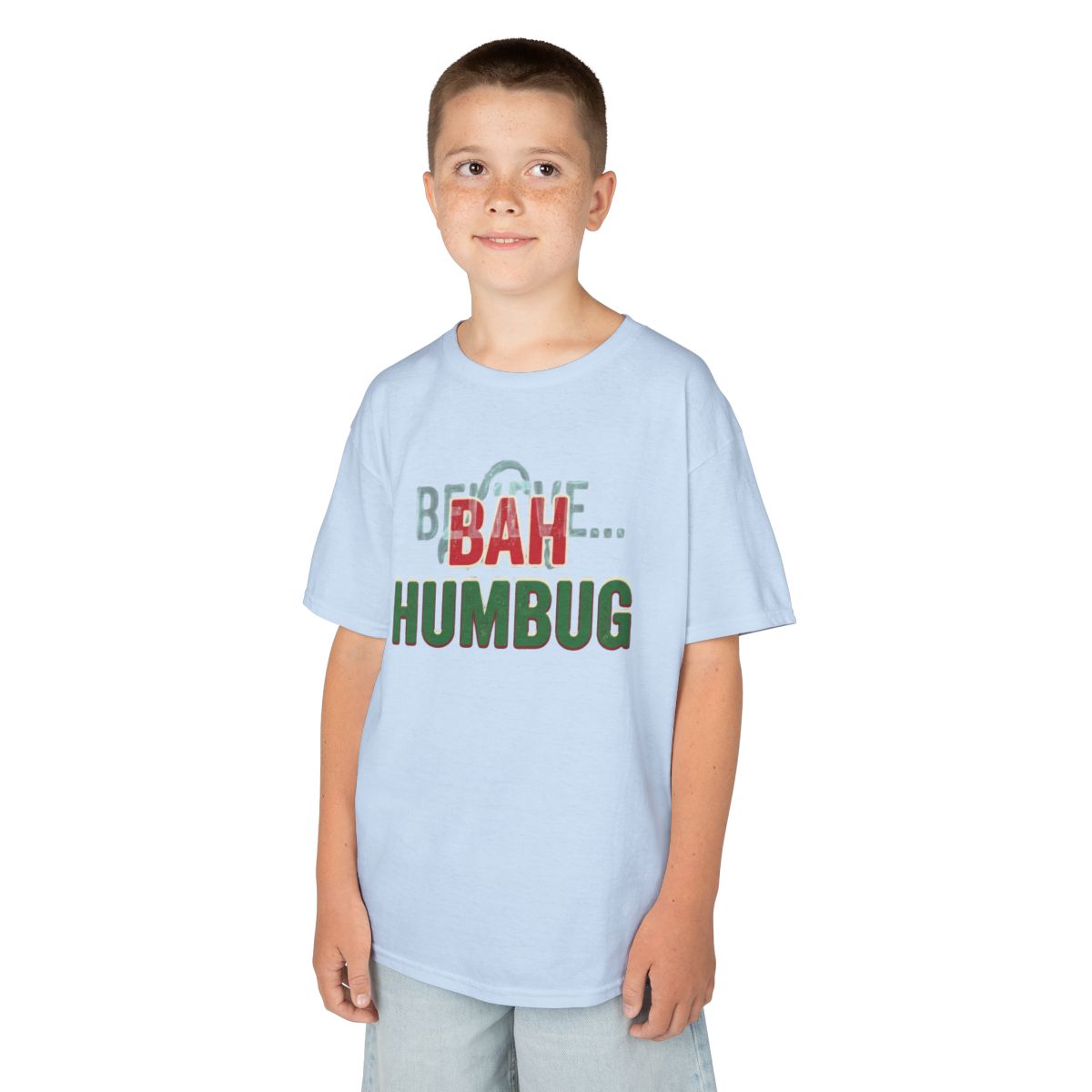 Color: Light Blue | Bah Humburg Kids Tee