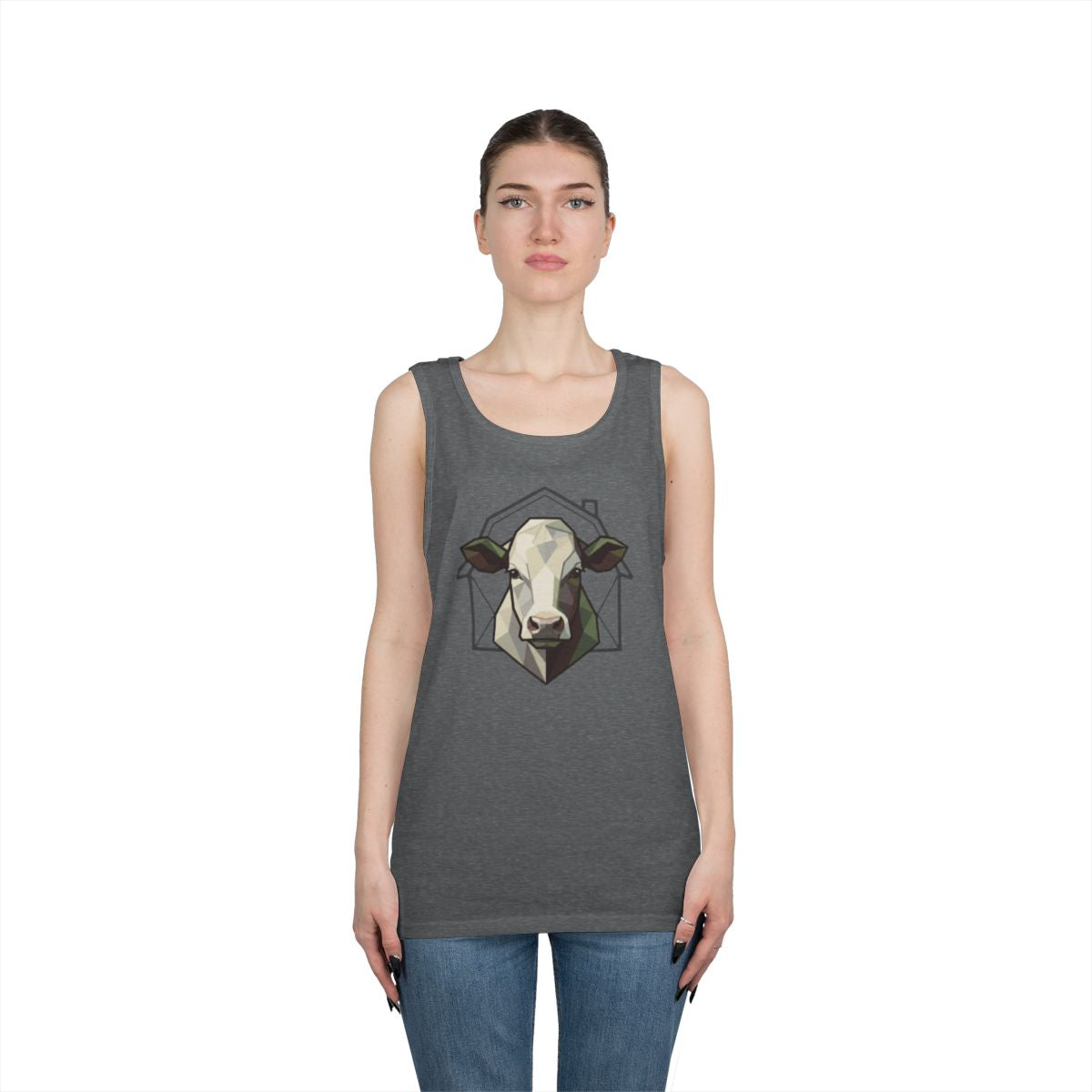 Color: Graphite Heather | Barnyard Cow Tank Top