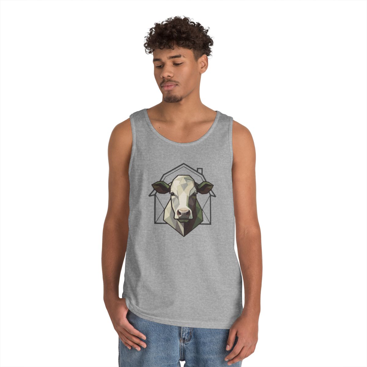 Color: Sport Grey | Barnyard Cow Tank Top
