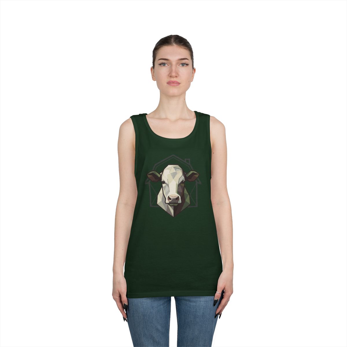 Color: Forest Green | Barnyard Cow Tank Top