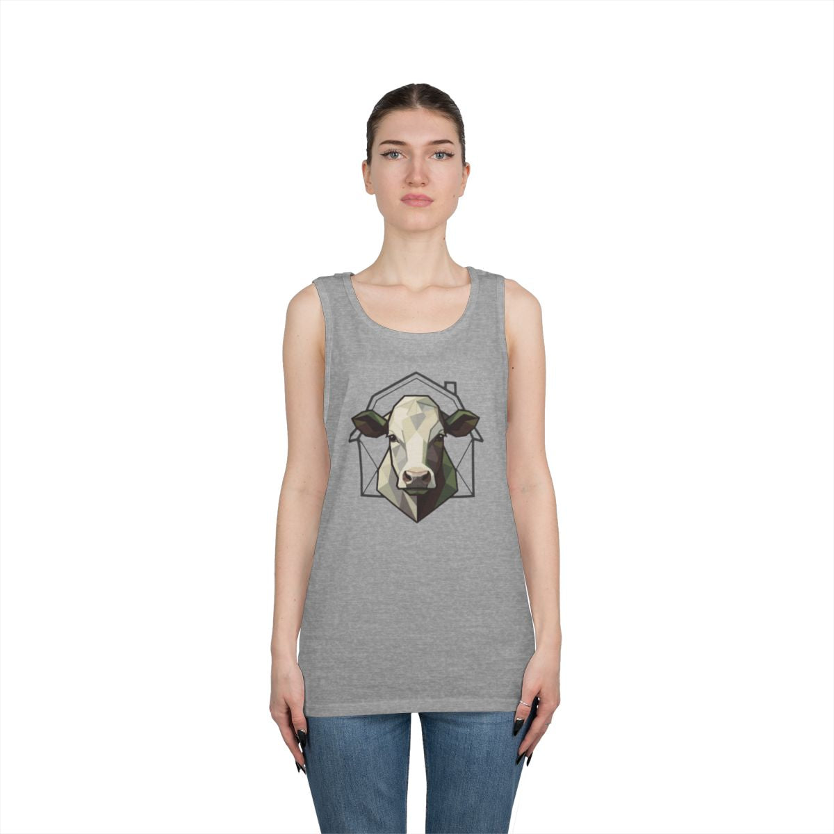 Color: Sport Grey | Barnyard Cow Tank Top