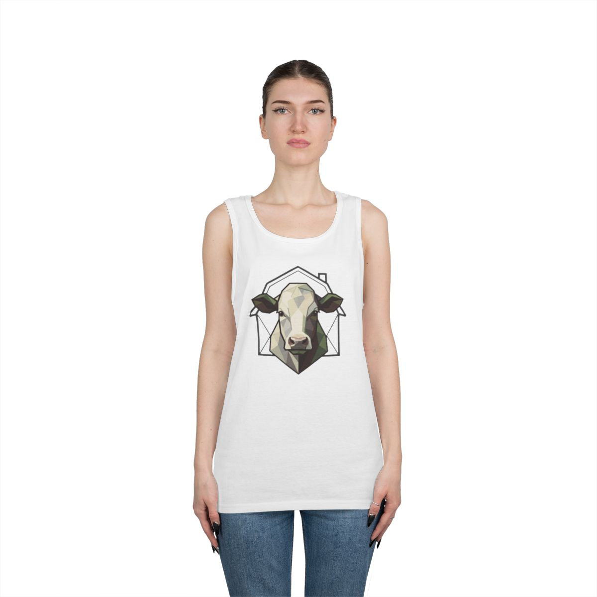 Color: White | Barnyard Cow Tank Top