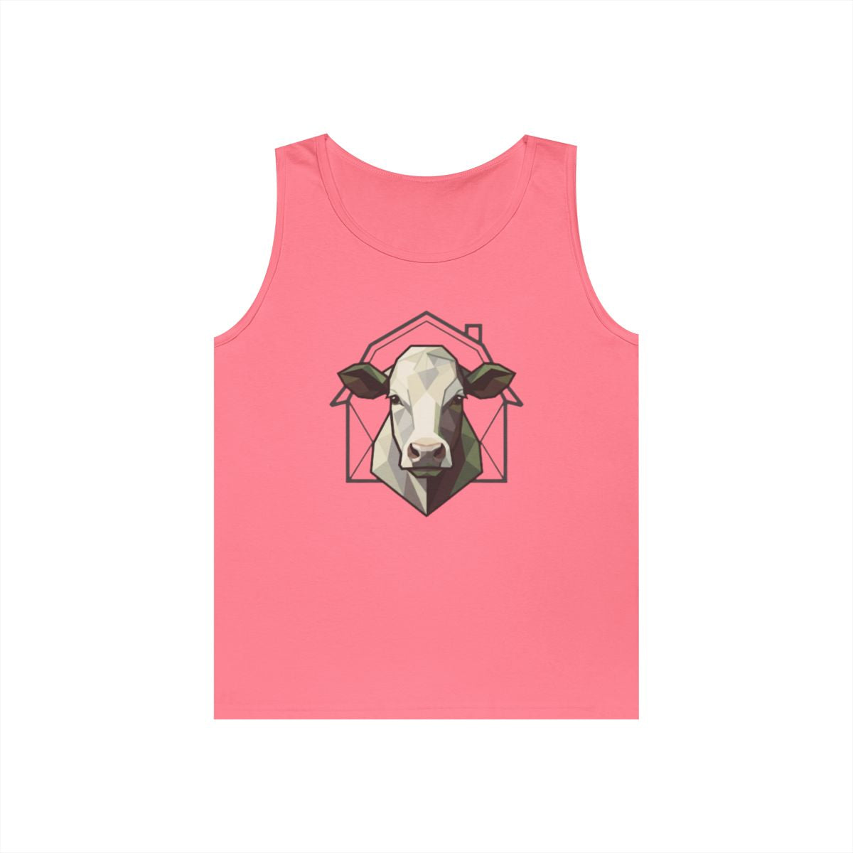 Color: Safety Pink | Barnyard Cow Tank Top