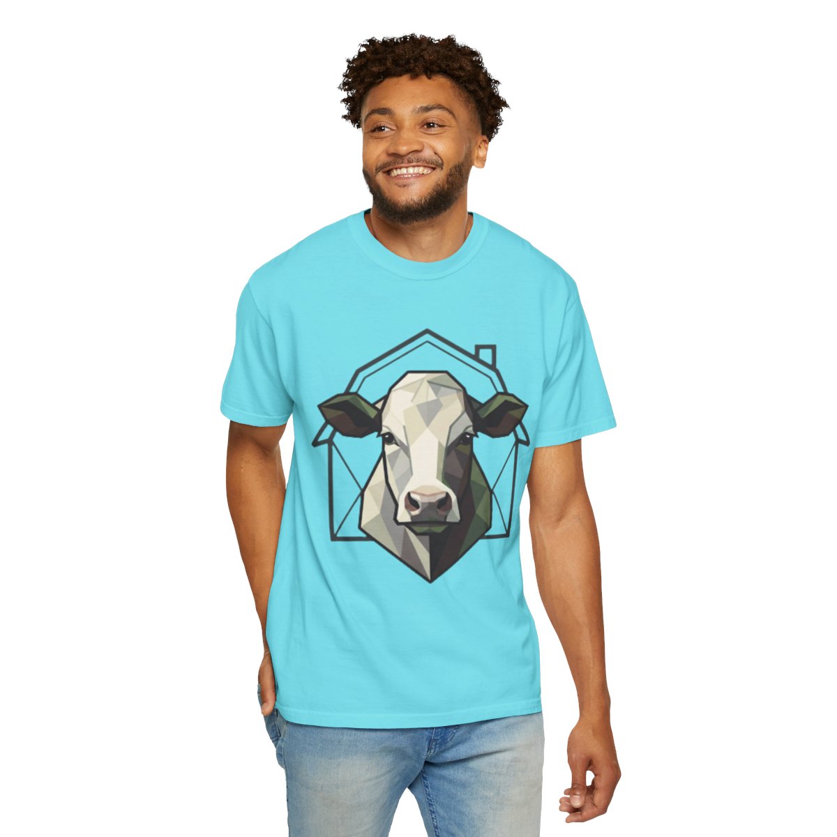 Color: Lagoon Blue | Barnyard Cow Unisex Garment-Dyed Tee