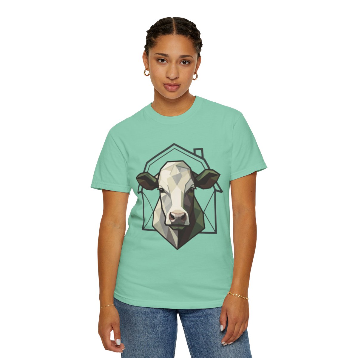 Color: Island Reef | Barnyard Cow Unisex Garment-Dyed Tee