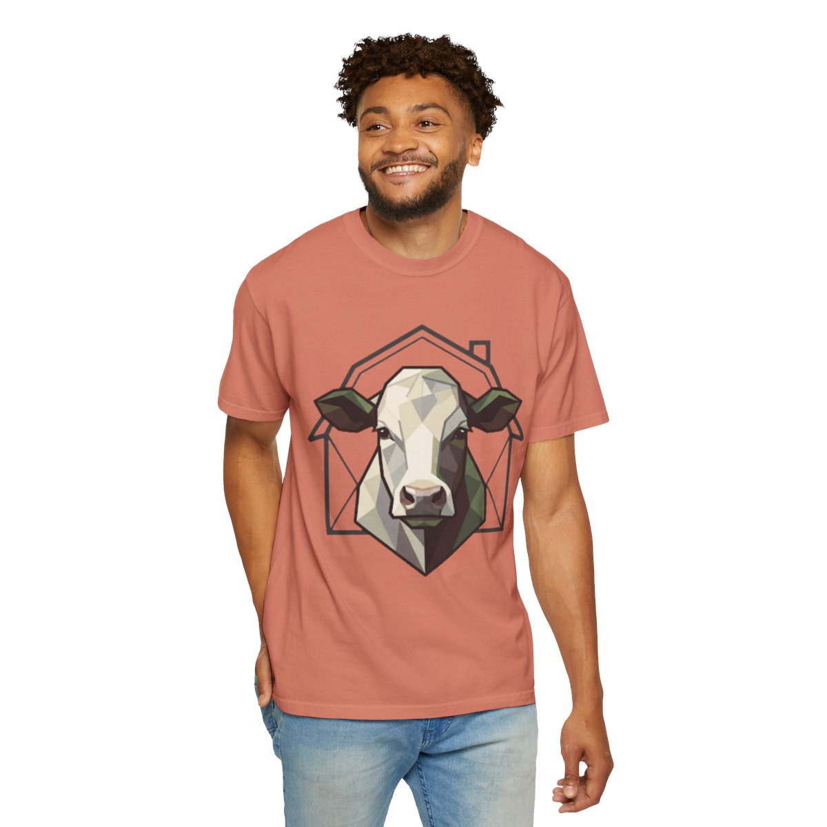 Color: Terracotta | Barnyard Cow Unisex Garment-Dyed Tee