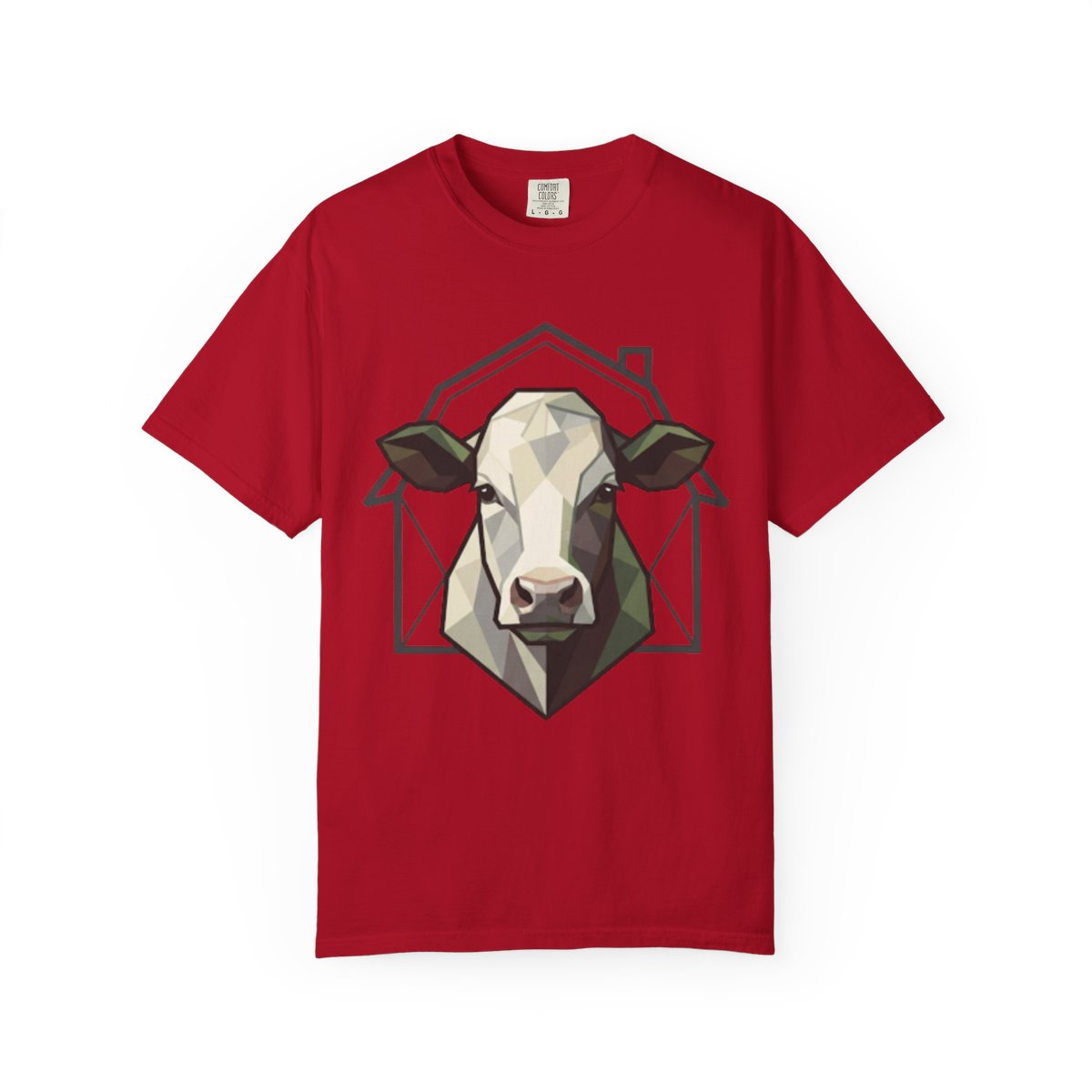 Color: Red | Barnyard Cow Unisex Garment-Dyed Tee
