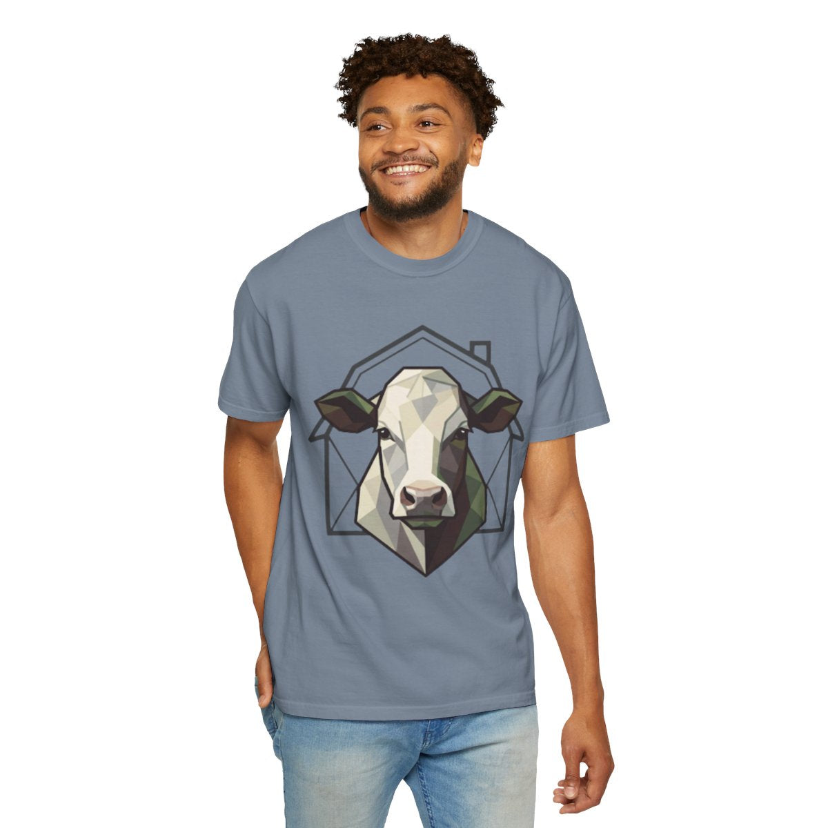 Color: Blue Jean | Barnyard Cow Unisex Garment-Dyed Tee