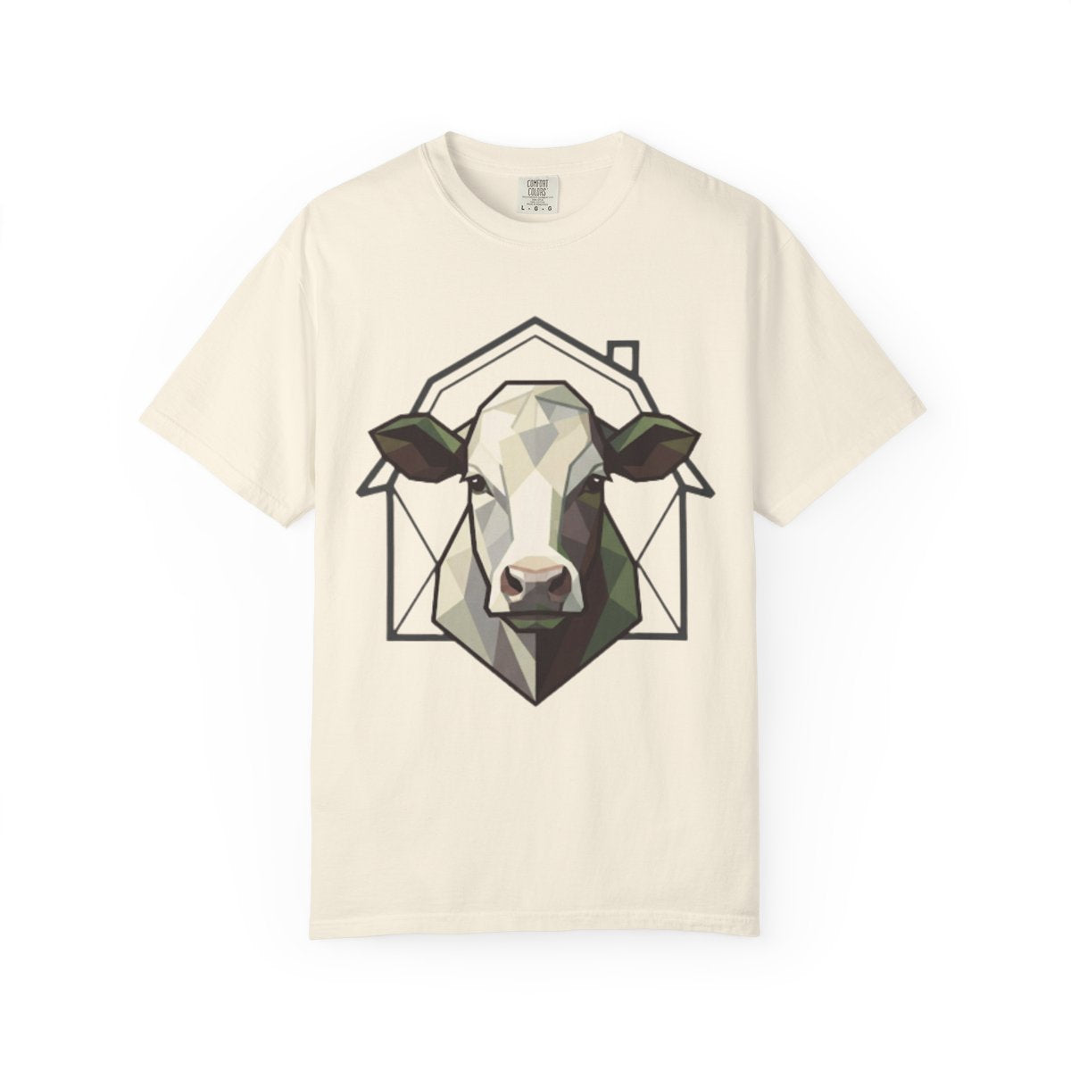 Color: Ivory | Barnyard Cow Unisex Garment-Dyed Tee