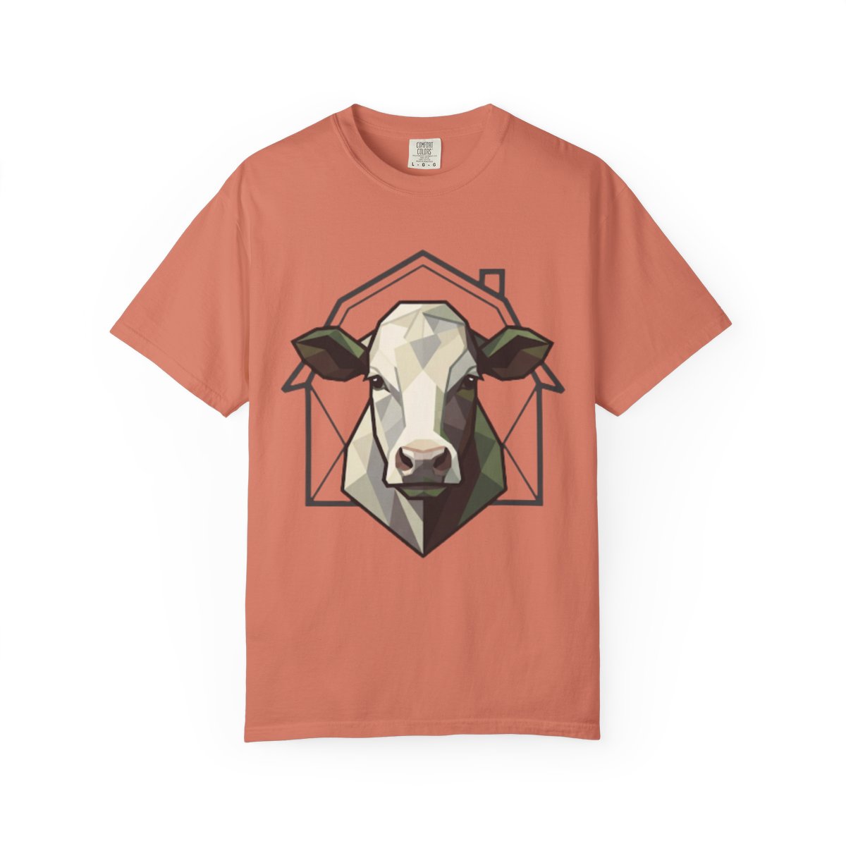 Color: Terracotta | Barnyard Cow Unisex Garment-Dyed Tee