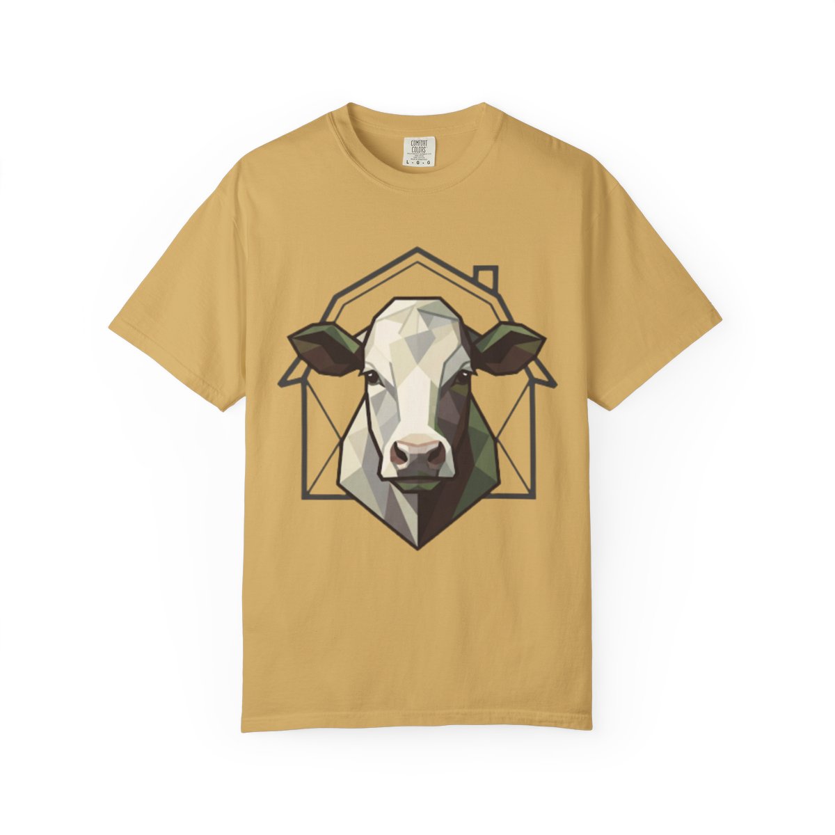 Color: Mustard | Barnyard Cow Unisex Garment-Dyed Tee