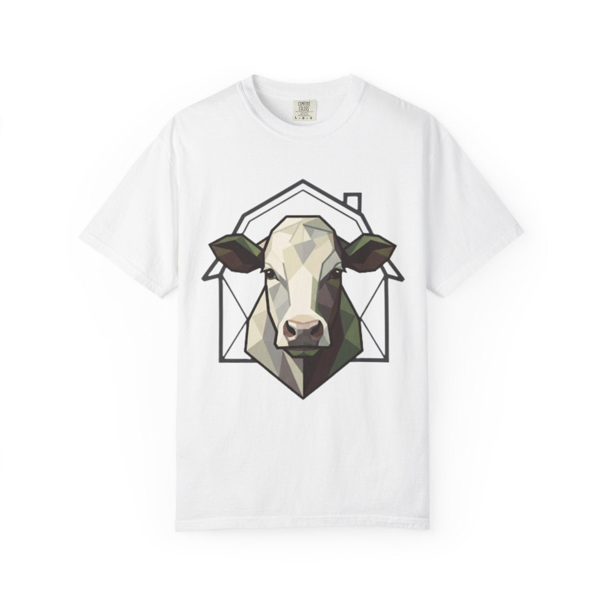 Color: White | Barnyard Cow Unisex Garment-Dyed Tee
