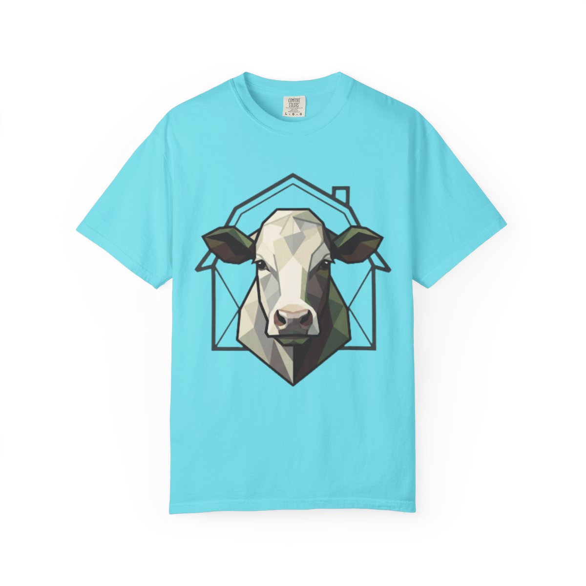 Color: Lagoon Blue | Barnyard Cow Unisex Garment-Dyed Tee