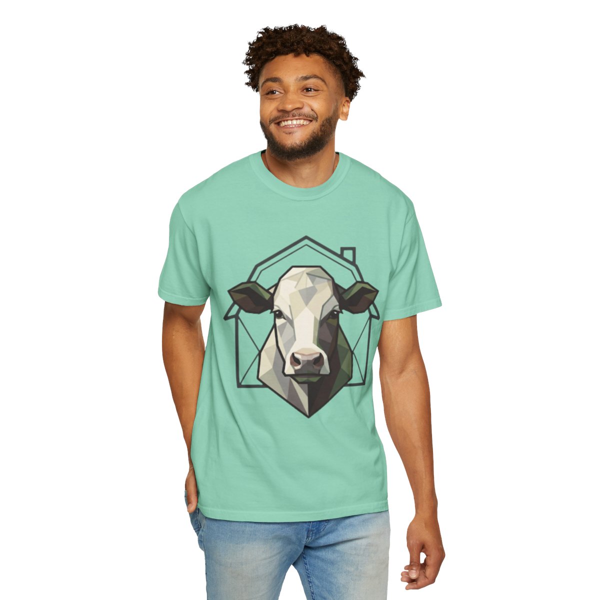 Color: Island Reef | Barnyard Cow Unisex Garment-Dyed Tee