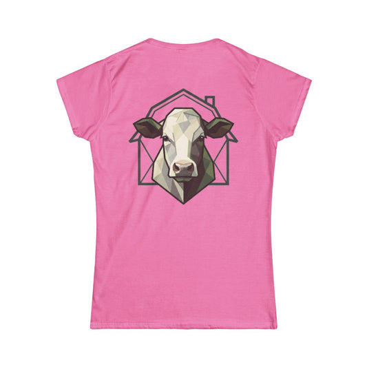 Color: Azalea | Barnyard Cow Women's Tee