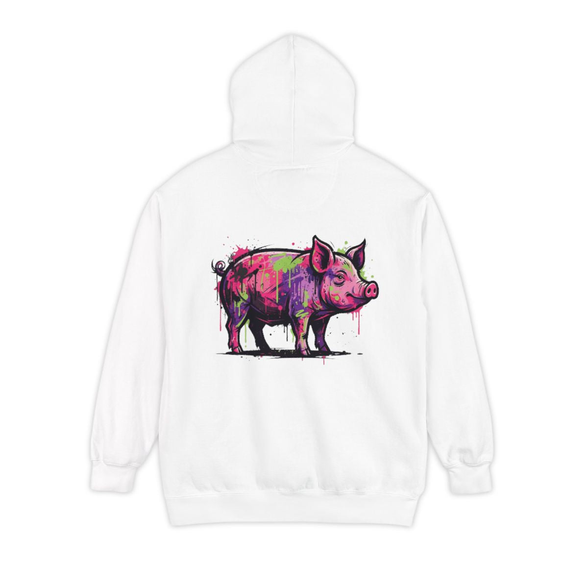 Color: White | Barnyard Pig Garment-Dyed Hoodie