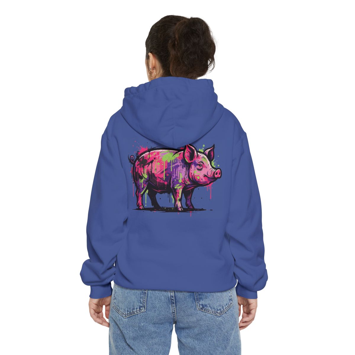 Color: Flo Blue | Barnyard Pig Garment-Dyed Hoodie