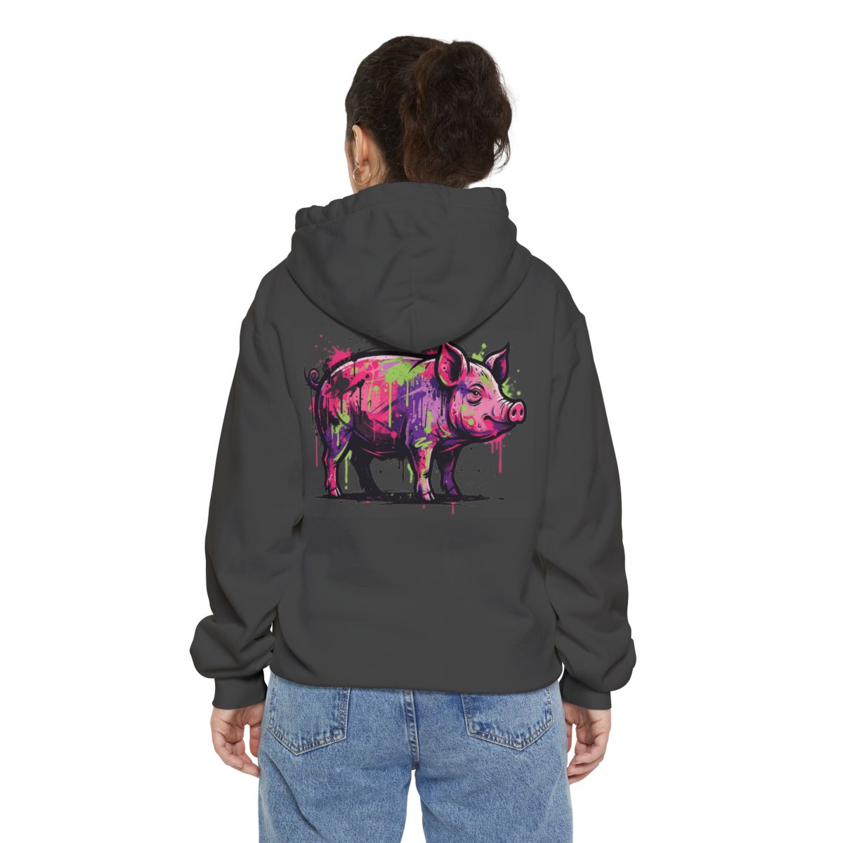 Color: Pepper | Barnyard Pig Garment-Dyed Hoodie