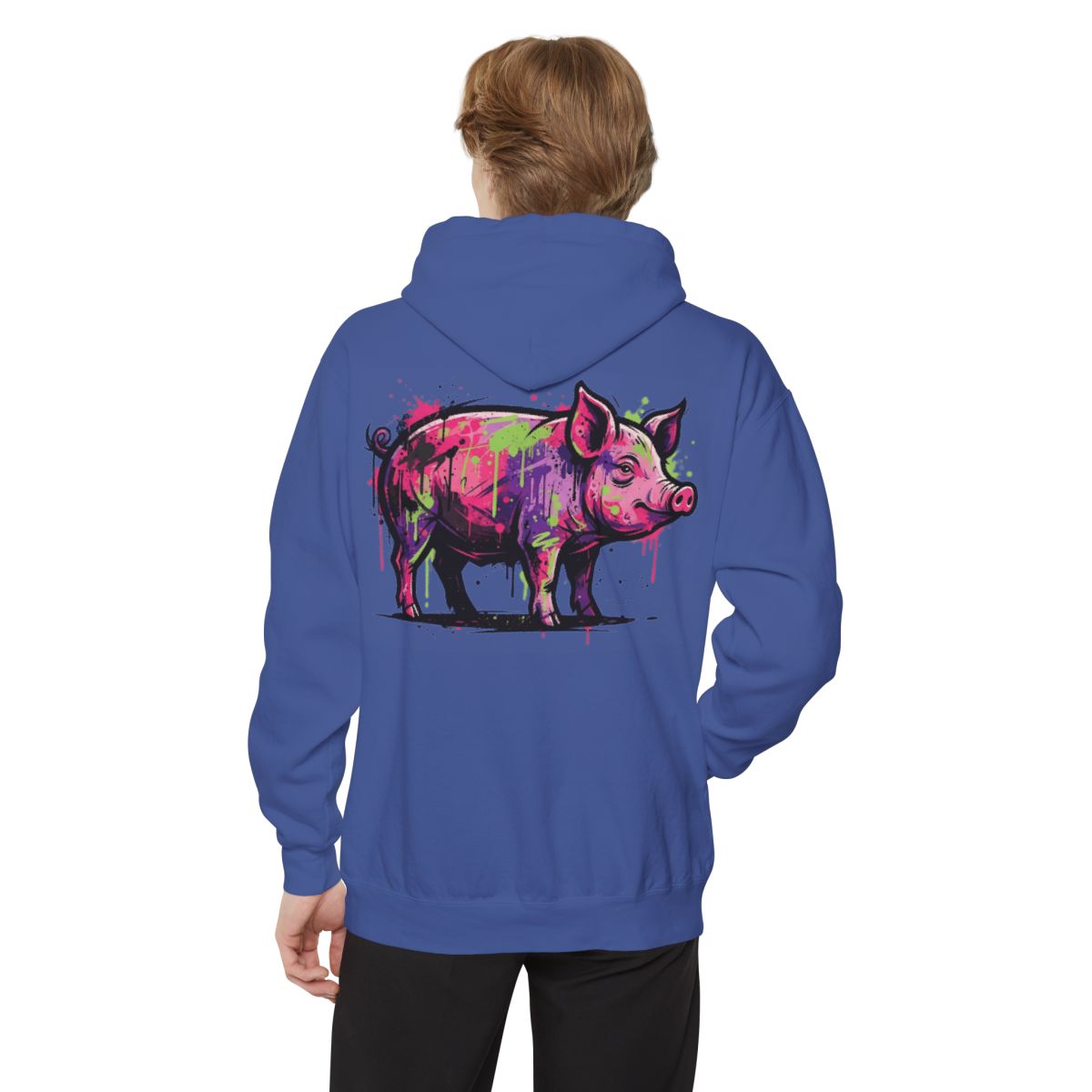 Color: Flo Blue | Barnyard Pig Garment-Dyed Hoodie