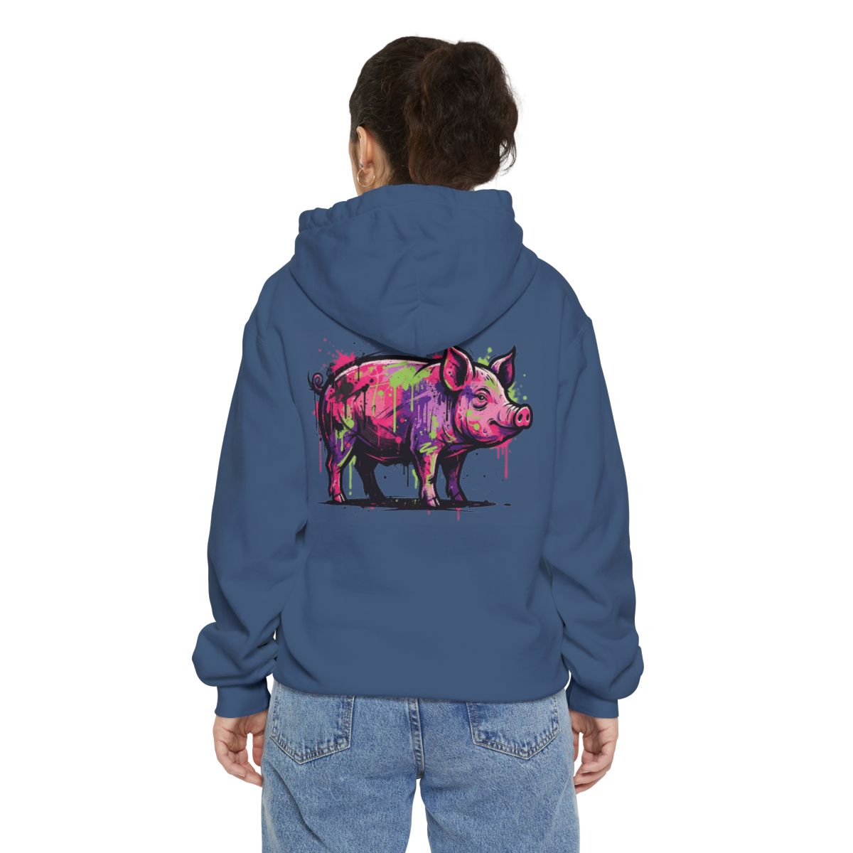 Color: True Navy | Barnyard Pig Garment-Dyed Hoodie