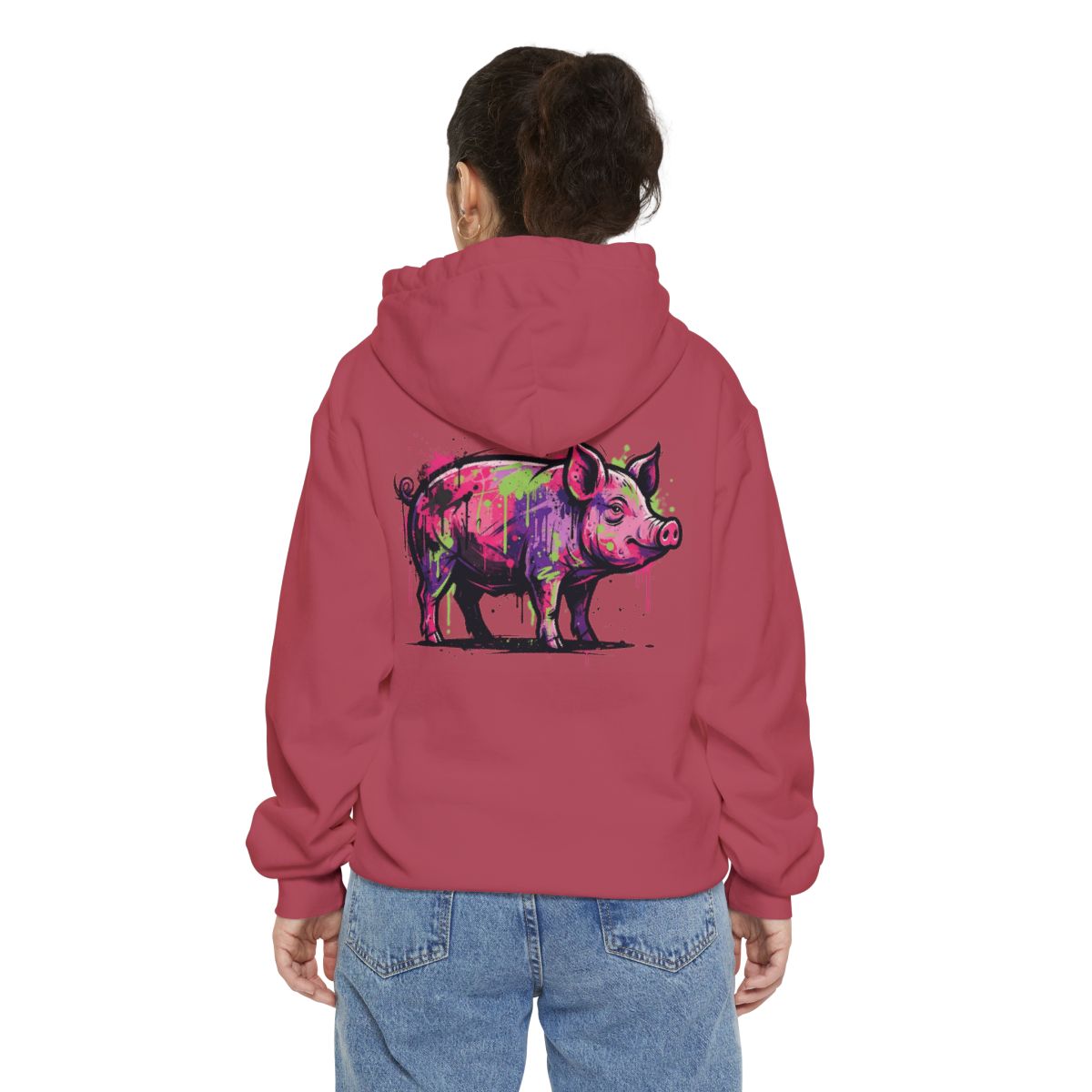 Color: Crimson | Barnyard Pig Garment-Dyed Hoodie