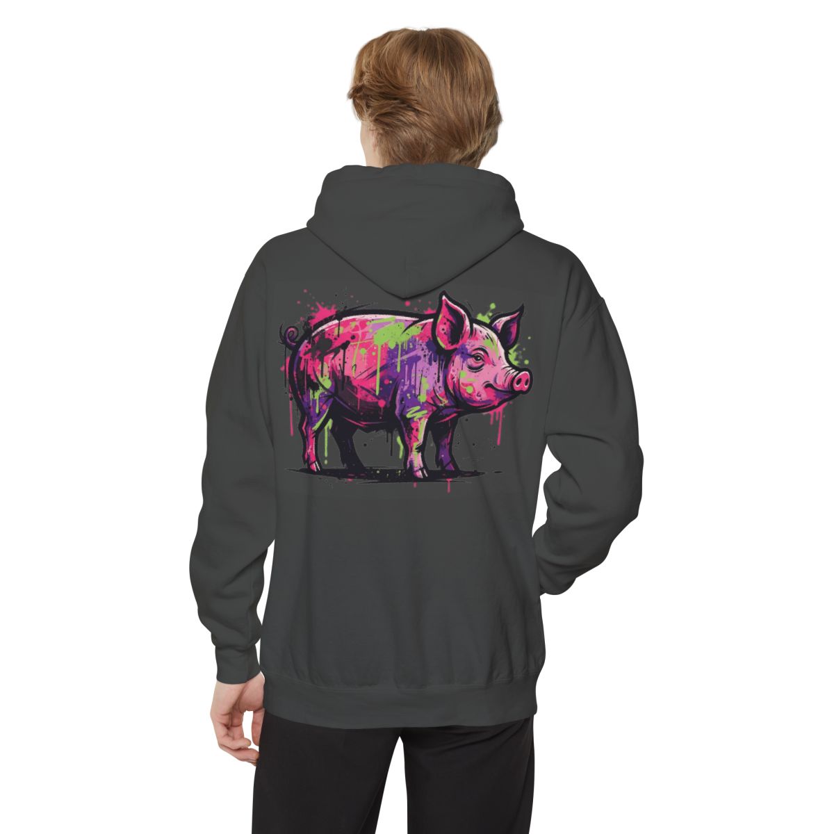 Color: Pepper | Barnyard Pig Garment-Dyed Hoodie