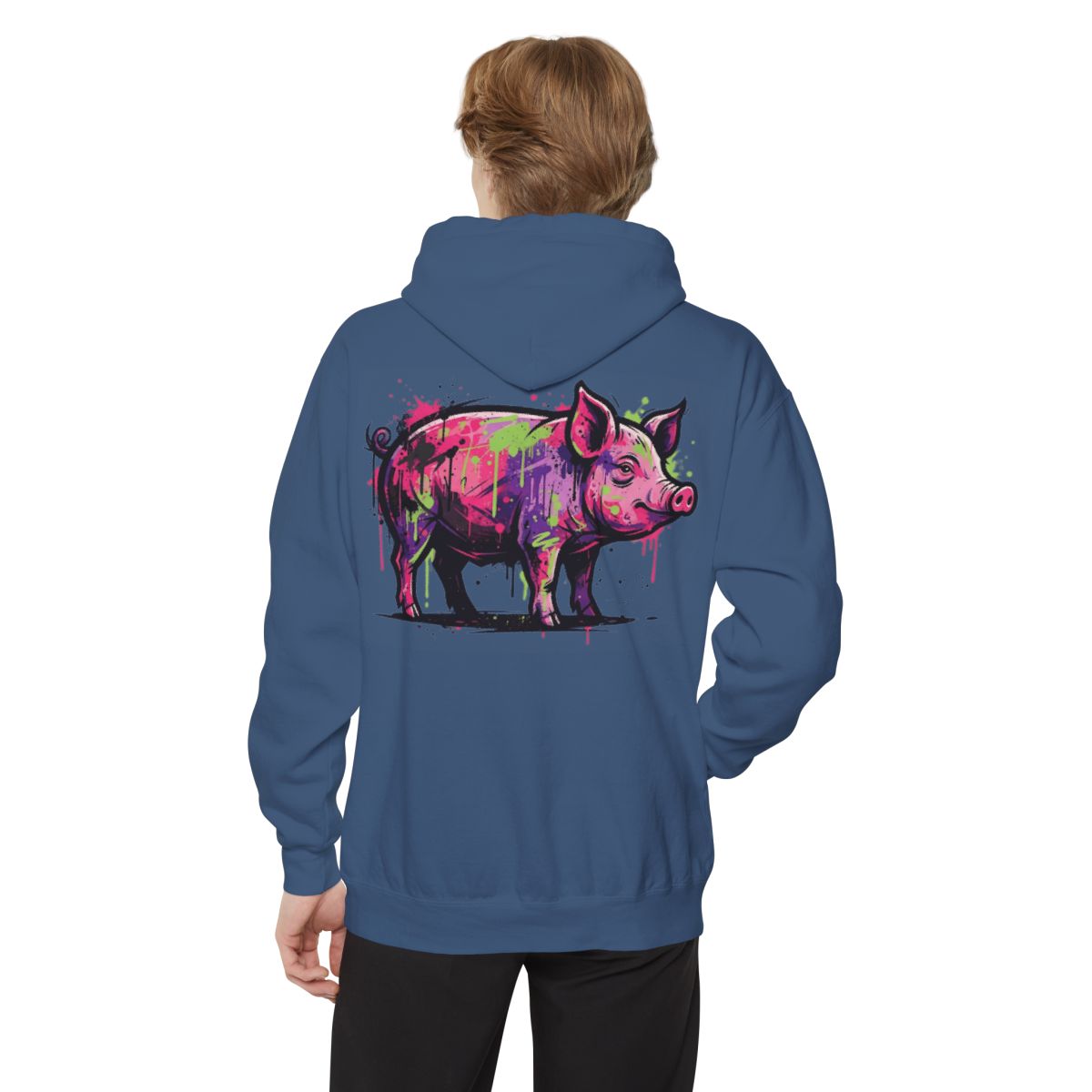 Color: True Navy | Barnyard Pig Garment-Dyed Hoodie