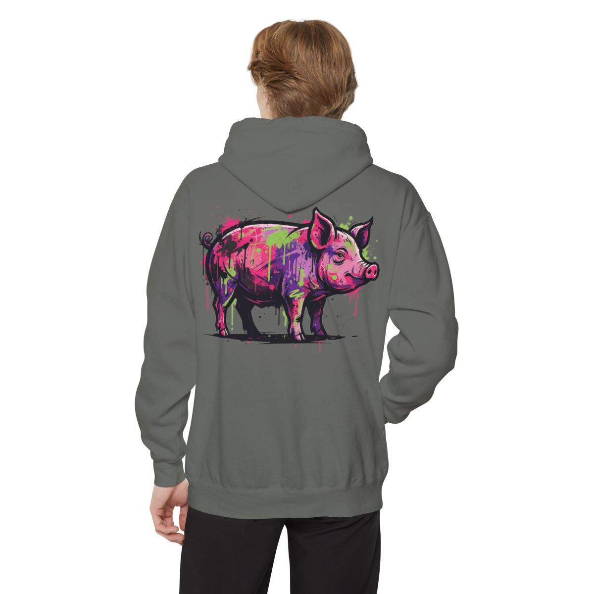 Color: Grey | Barnyard Pig Garment-Dyed Hoodie