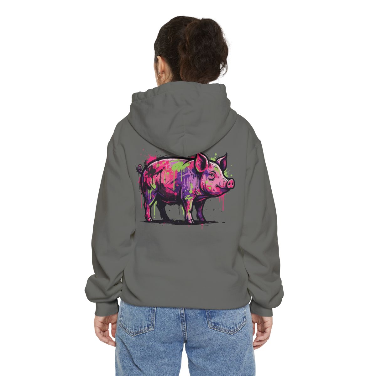 Color: Grey | Barnyard Pig Garment-Dyed Hoodie