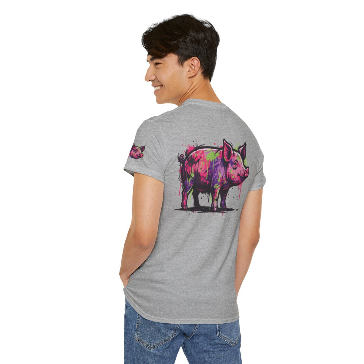 Color: Sport Grey | Barnyard Pig Premium Graphic Tee