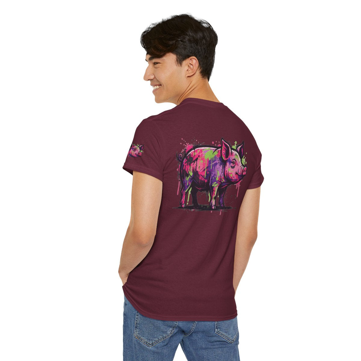 Color: Maroon | Barnyard Pig Premium Graphic Tee