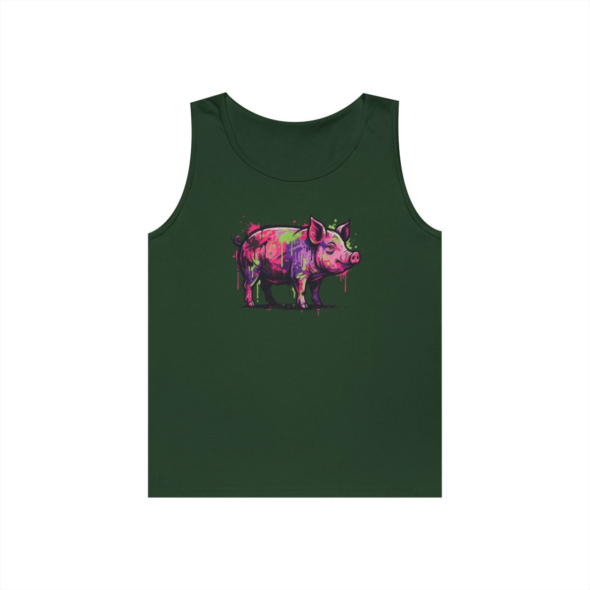 Color: Forest Green | Barnyard Pig Tank Top