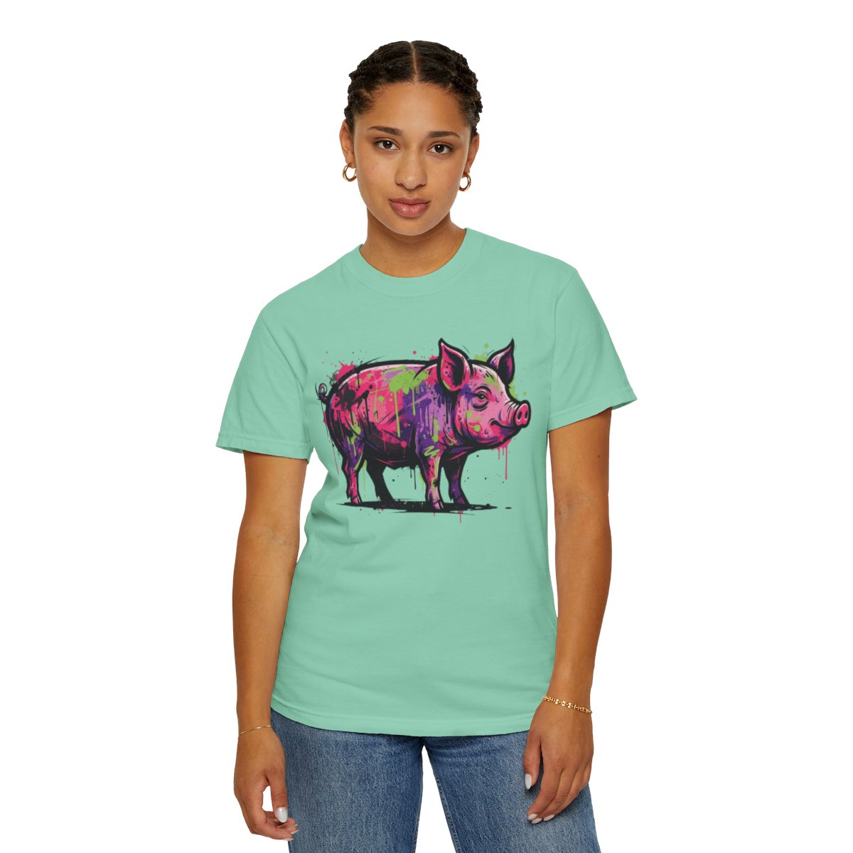 Color: Island Reef | Barnyard Pig Unisex Garment-Dyed Tee