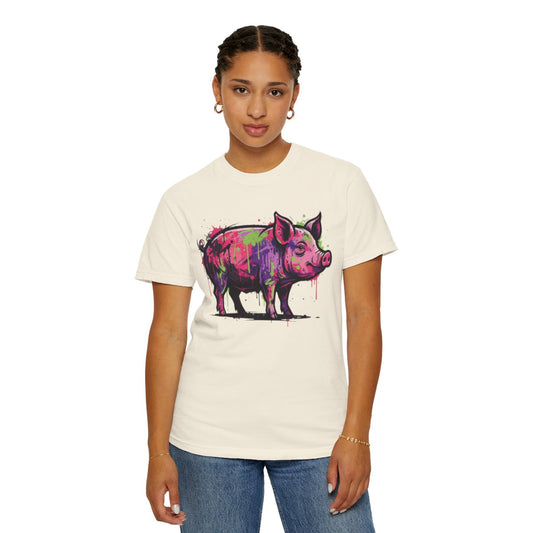 Color: Ivory | Barnyard Pig Unisex Garment-Dyed Tee