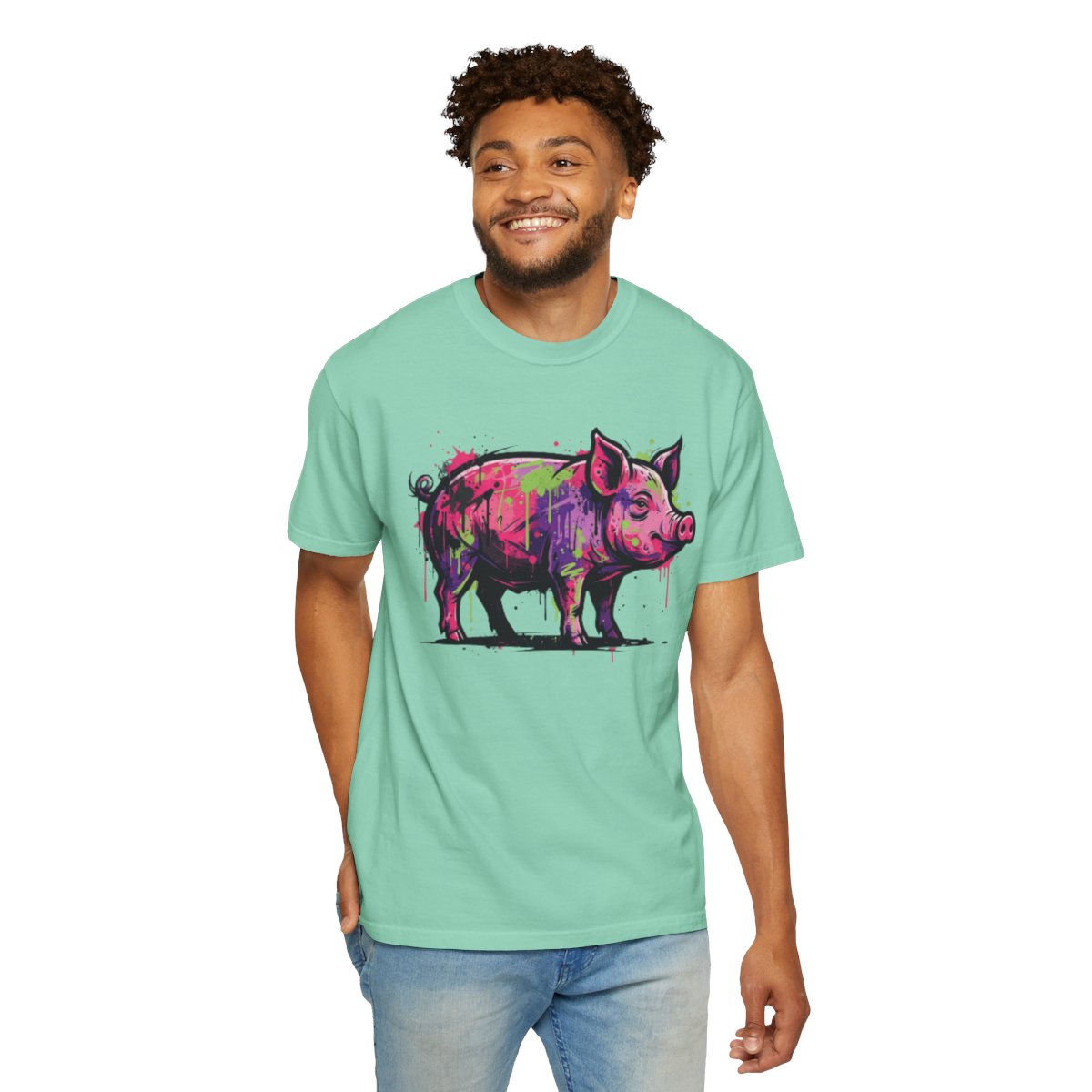 Color: Island Reef | Barnyard Pig Unisex Garment-Dyed Tee