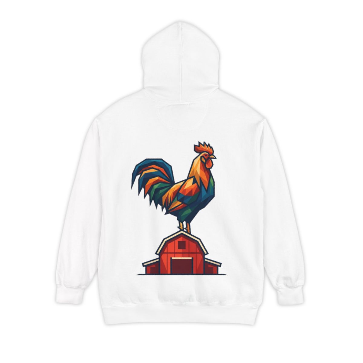 Color: White | Barnyard Rooster Garment-Dyed Hoodie