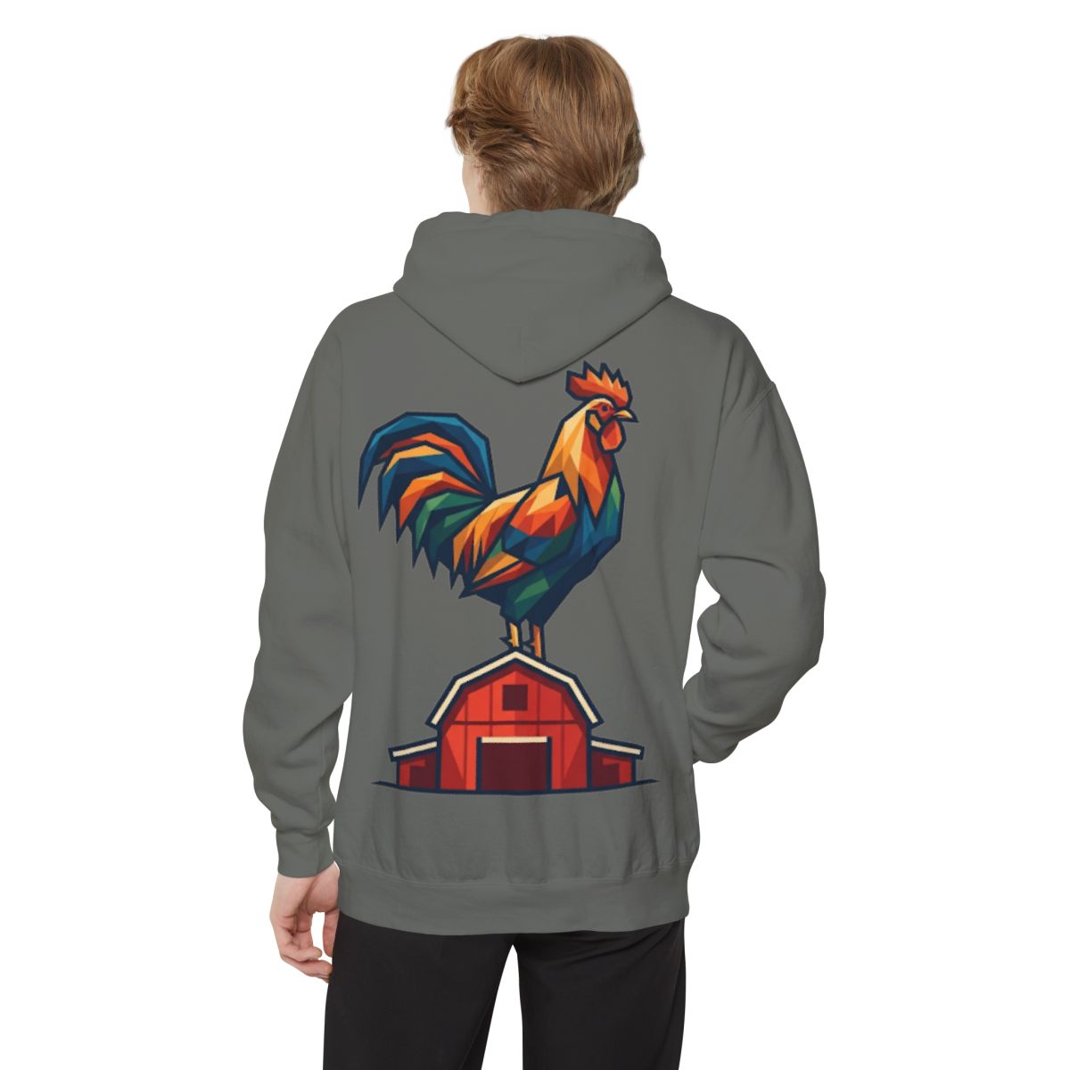 Color: Grey | Barnyard Rooster Garment-Dyed Hoodie