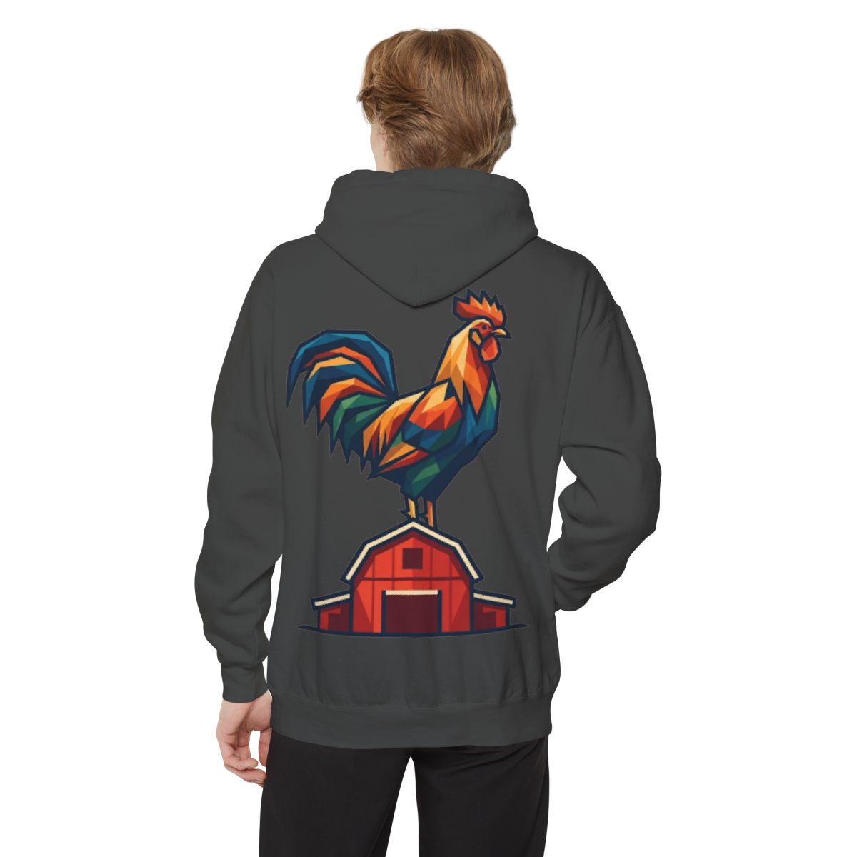Color: Pepper | Barnyard Rooster Garment-Dyed Hoodie