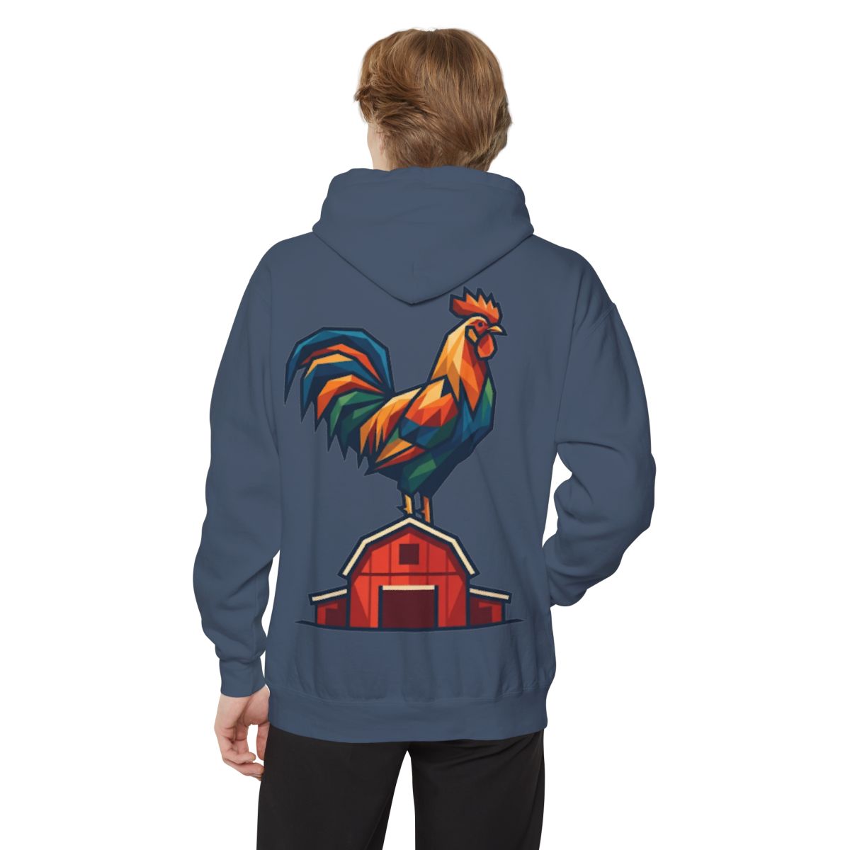 Color: Denim | Barnyard Rooster Garment-Dyed Hoodie