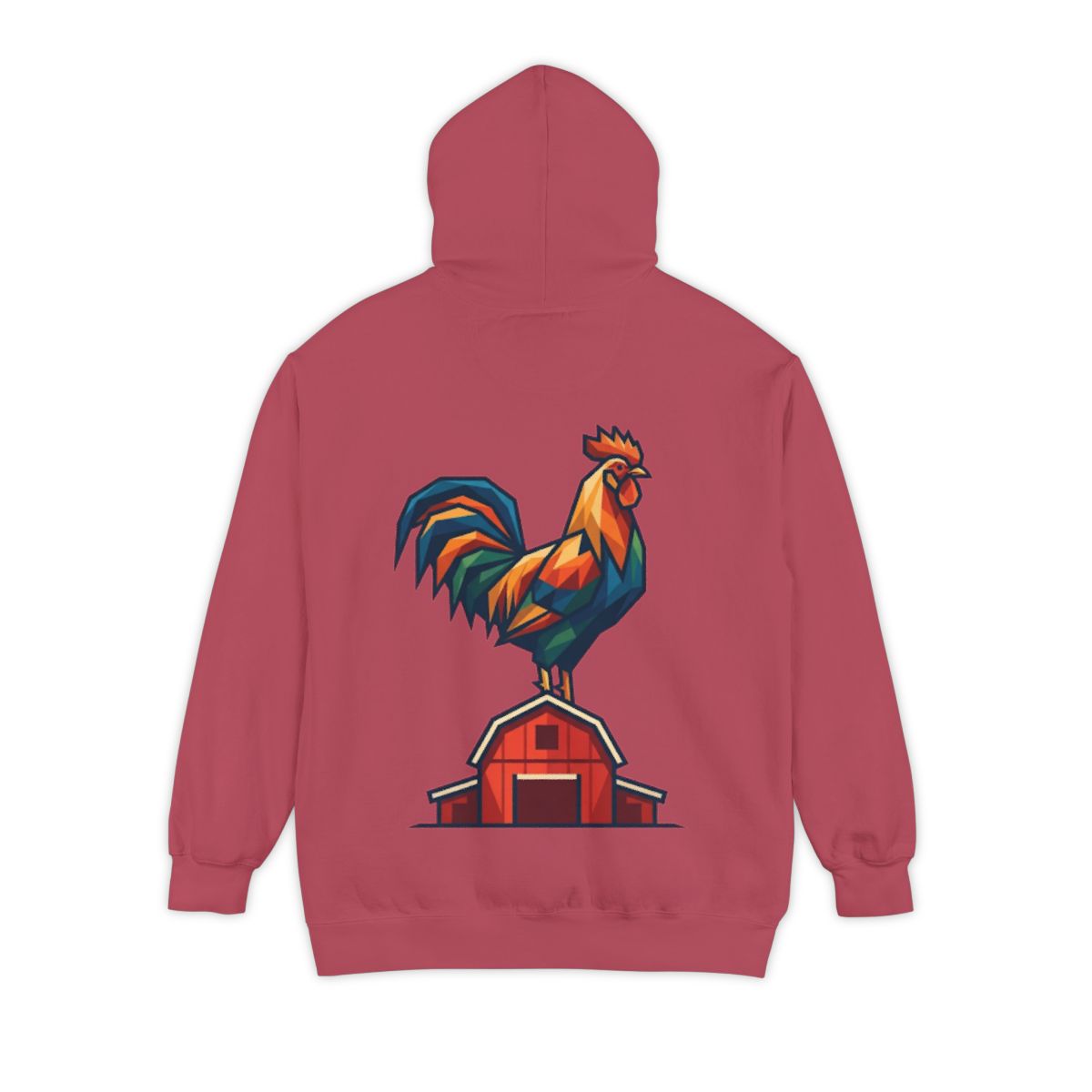 Color: Crimson | Barnyard Rooster Garment-Dyed Hoodie