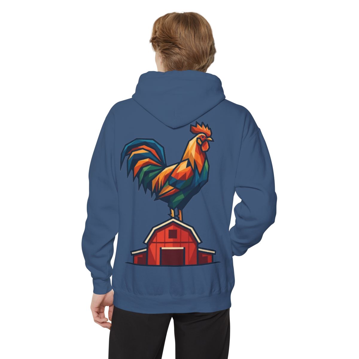 Color: True Navy | Barnyard Rooster Garment-Dyed Hoodie