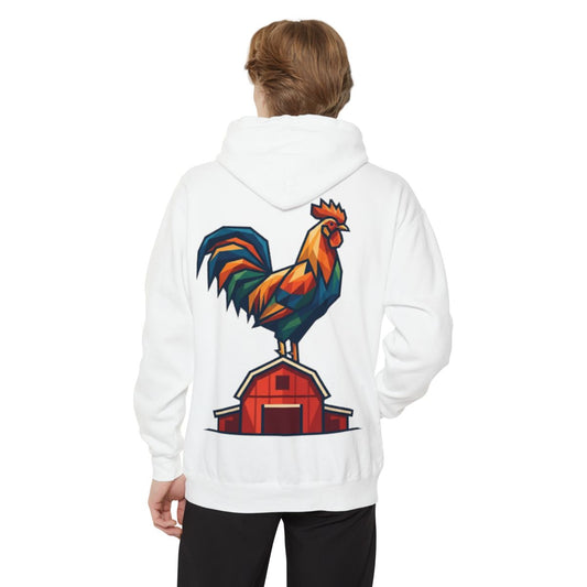 Color: White | Barnyard Rooster Garment-Dyed Hoodie