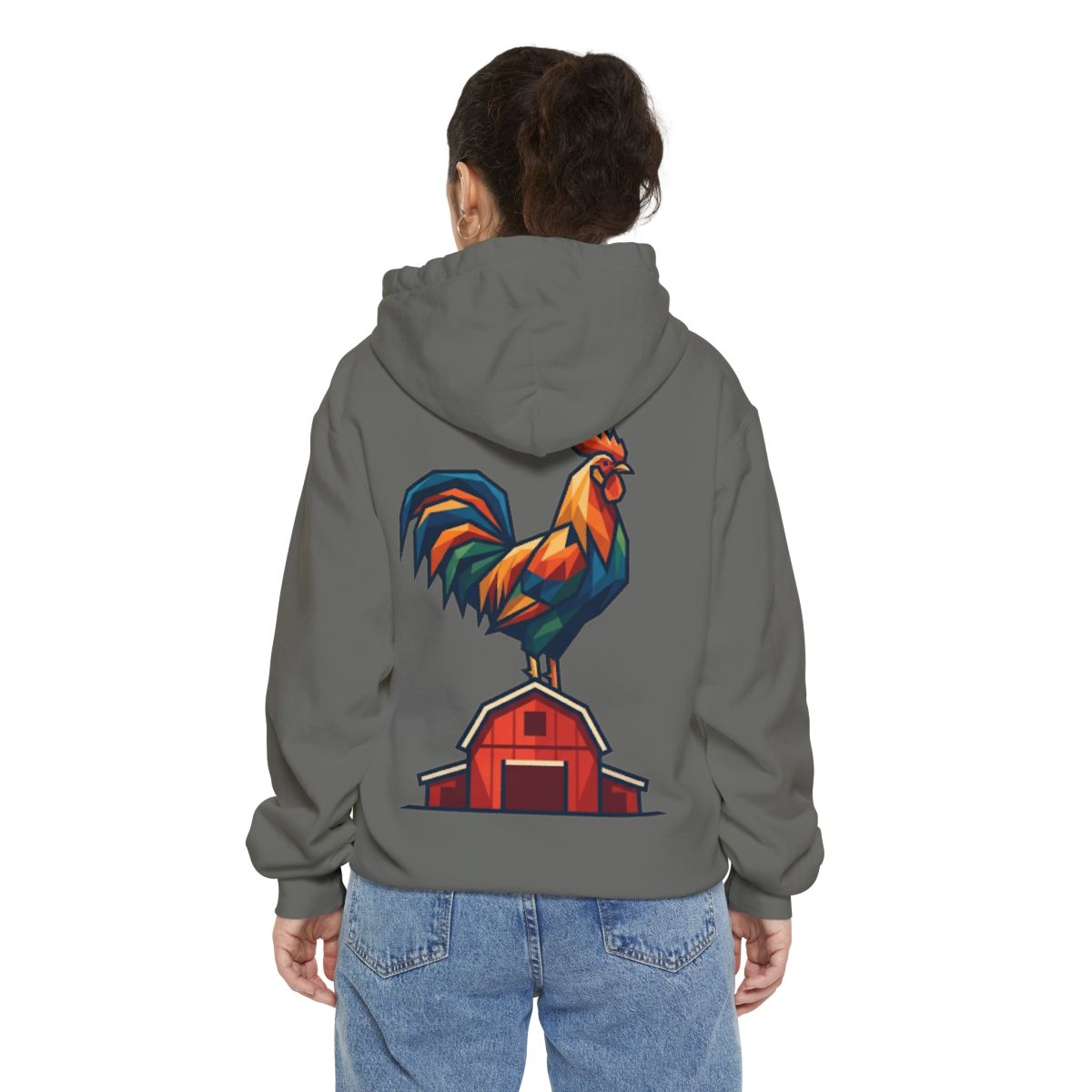 Color: Grey | Barnyard Rooster Garment-Dyed Hoodie