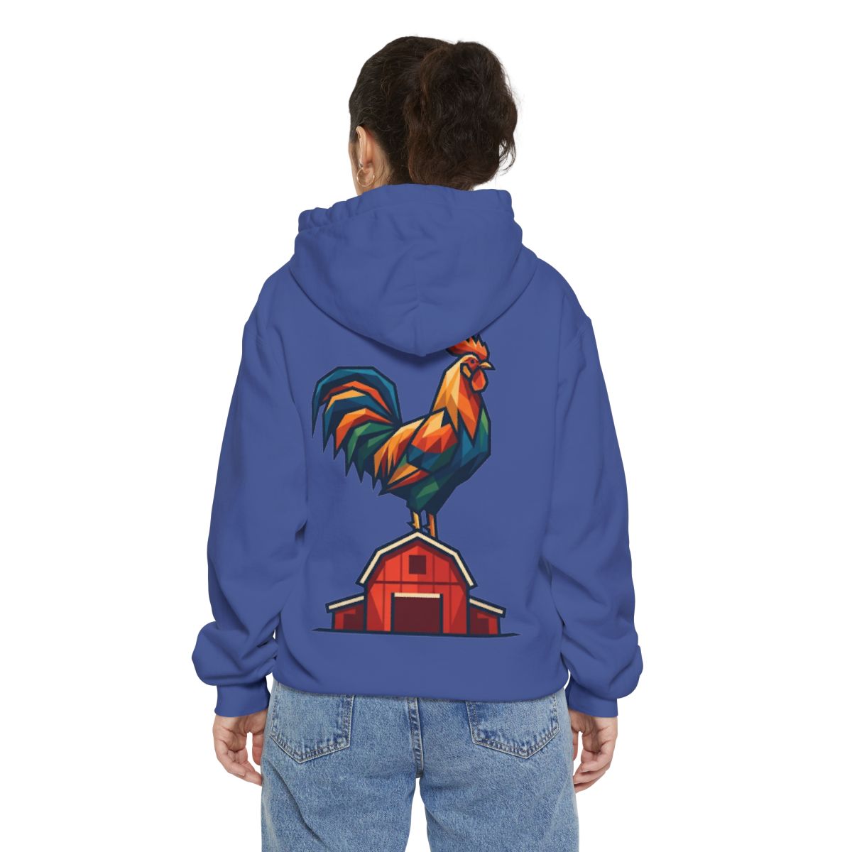 Color: Flo Blue | Barnyard Rooster Garment-Dyed Hoodie